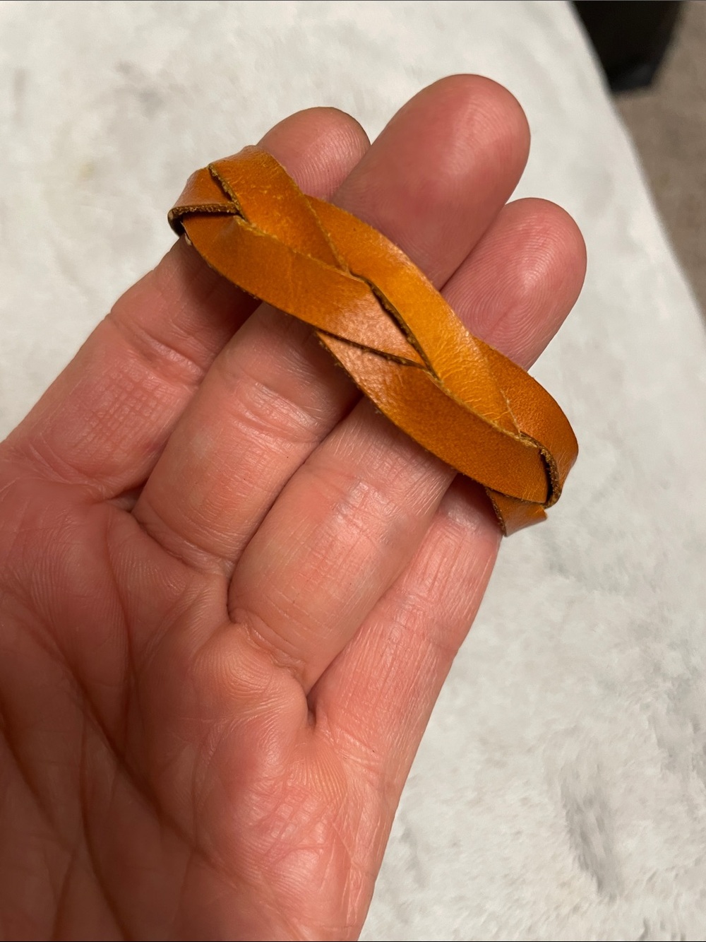 Vintage Braided Leather snap close Bracelet - Tan